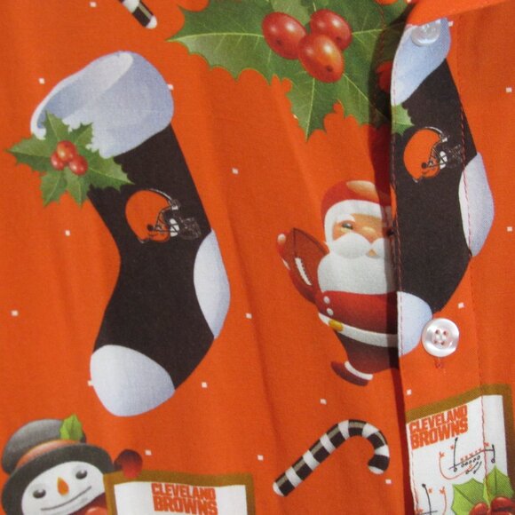NFL Mens XL Cleveland Browns Christmas Long Sleeve Viscose Orange Novelty Shirt - Picture 5 of 11